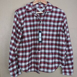 Alpine Design Flannel Shirt‎ Women Small Red Cream Plaid NEW Midweight